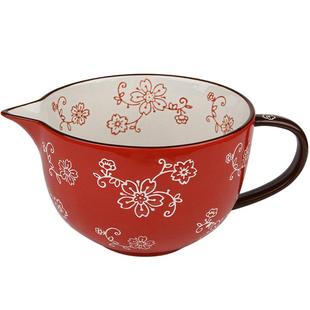 ezicok搅拌碗尖嘴引流碗陶瓷厨房家用打蛋碗带手把碗拌面碗釉下彩