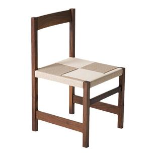 MUMO木墨编织靠背椅黑胡桃木樱桃木书桌椅子餐椅客厅书房实木家具