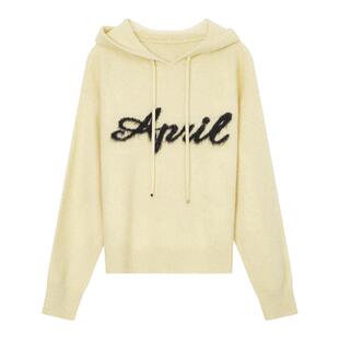 飘蕾抽绳连帽套头毛衣2025年秋冬新款慵懒百搭绵羊毛针织内搭上衣