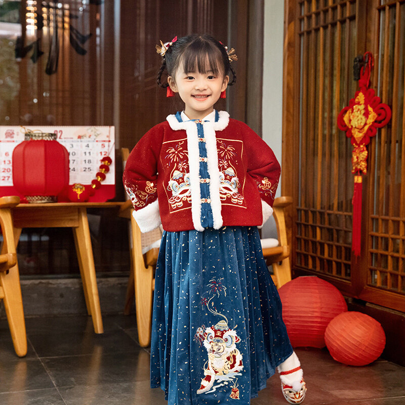 【西子问】汉服女童拜年服唐装儿童过年喜庆宝宝小女孩新年装锦年