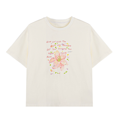 BarryBanny女童花朵短袖T恤圆领