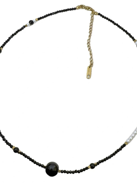 SHOWDIGU个性黑色水晶串珠项链