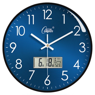 康巴丝钟表挂钟客厅家用免打孔时尚创意静音挂墙简约教室石英时钟