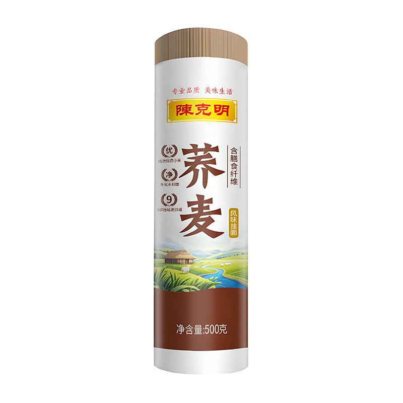 陈克明荞麦面健康苦芥麦面挂面低脂非全麦纯乔麦杂粮粗粮面条500g