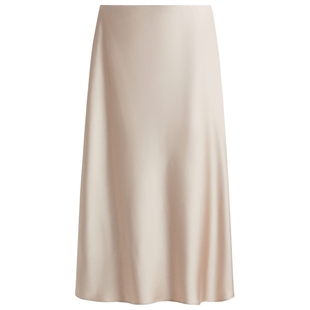 HM女装半身裙冬季修身高腰显瘦法式轻柔垂坠A字裙中长裙1246922