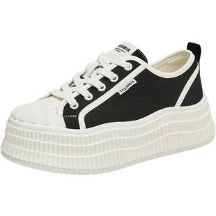 天美意秋新款商场同款厚底百搭帆布小白鞋女休闲鞋BJ782CM4