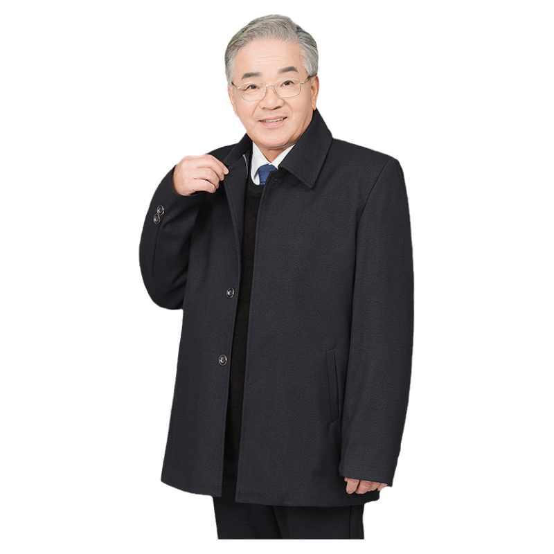 厚款秋季老父亲装夹克衫中老年男装秋装老人外套老爷爷装上衣服装