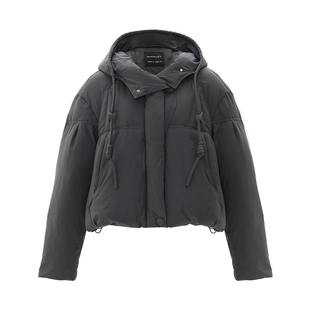 IAmMIX27冬季连帽羽绒服女短款纯色加厚蓬松保暖面包服女羽绒外套