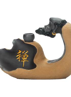 炼器倒流香炉创意摆件大号达摩檀香炉熏香家用室内沉香禅意香薰炉