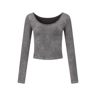 【2件5折】The Blender秋冬正反两面穿修身砂洗长袖短款上衣女