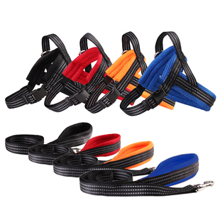 狗狗胸背带牵引绳项圈套装中型小型犬胸背狗绳子泰迪狗链子遛狗绳