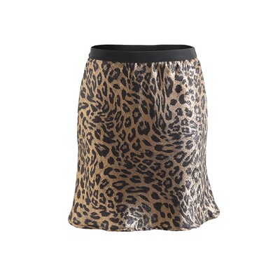 优雅金色豹纹半身裙烫金气质A字