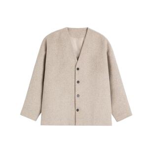 INSOMNIA失眠者 秋冬季无领设计感纯色百搭宽松羊毛开衫外套男女