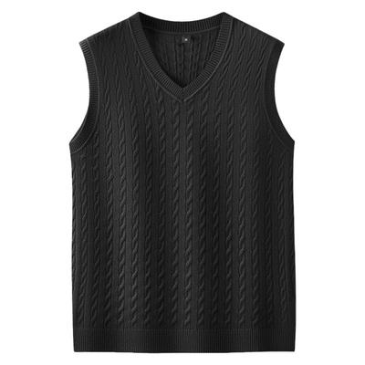 男士V领针织马甲加肥加大码