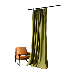 橄榄绿窗帘北欧绒布料轻奢丝绒遮光简约现代客厅卧室落地窗布帘