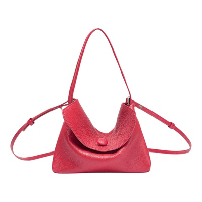 八妹春品通勤头层小牛皮斜挎包