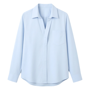 宿·色V领衬衫女长袖2025秋季职业通勤公务员面试穿搭工作服衬衣