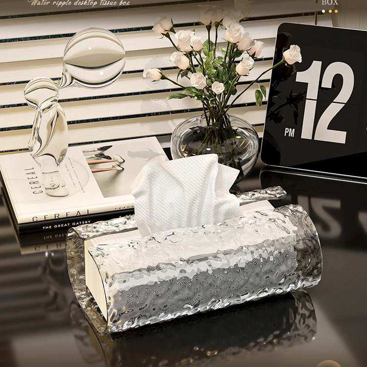 水波纹纸巾盒客厅高档轻奢纸创意抽卫生间收纳盒浴室抽茶几盒纸盒