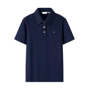 Navigare意大利小帆船老钱风短袖polo衫女26夏季新款休闲翻领T恤