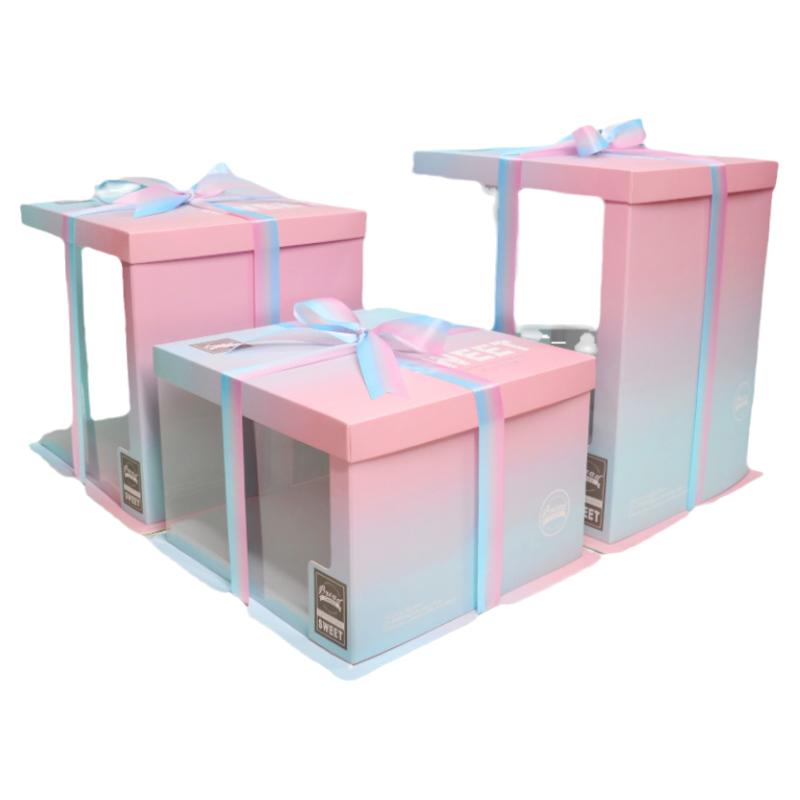 透明蛋糕盒6六8八10十12寸半透明包装盒网红加高三层生日蛋糕盒子