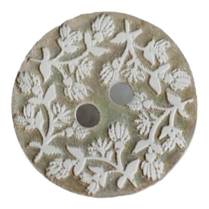 14mm一颗价英国Textile Garden自然贝壳白色凸出花纹纽扣