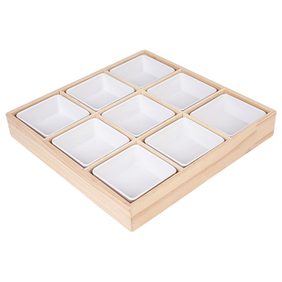 纯实木九宫格拼盘餐盘托盘分格火锅店餐具零食小吃干果盘菜盘家用