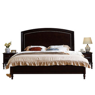 法式复古风全实木主卧大床美式双人1.8米婚床中古1.5米次卧儿童床