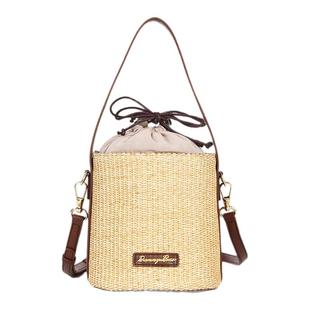 草编包丹尼熊编织水桶包女通勤百搭简约藤编包沙滩度假包5825030