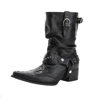 小众设计感西部短靴女铆钉时装靴