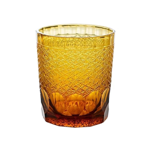 AURA'S黄金甲江户切子杯手工雕刻水晶玻璃杯威士忌酒杯复古洋酒杯