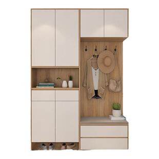 入户门厅鞋柜挂衣一体玄关柜实木收纳橱定制进门衣柜简约现代