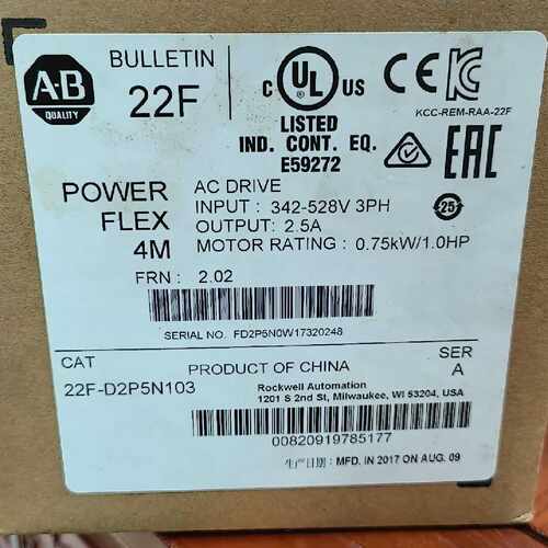 售前询价22F-D2P5N103 AB变频器 0.75KW 3PH 工业变频设備议价维