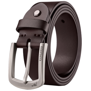 袋鼠皮带男款真皮2026新款年轻人潮男针扣腰带男士牛仔裤休闲裤带