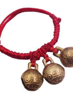 有声音虎头学步铜铃铛防踢被惊吓男女宝宝婴儿童小孩脚链红绳手链
