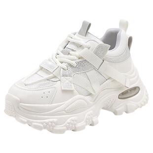 千百度老爹鞋女松糕系带时尚百搭透气厚底增高气垫运动休闲鞋