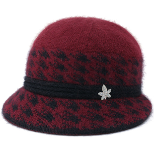 中老年人冬季妈妈洋气毛线帽女婆婆老人帽子奶奶老太太冬天保暖帽