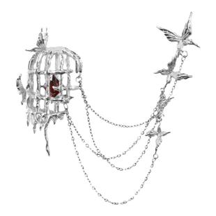 有些蝴蝶是关不住的 原创小众鸟笼胸针高级冷淡西装配饰穿搭配件