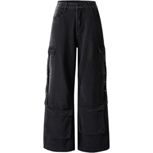 班尼路SK美式工装风阔腿牛仔裤男夏季2026新款宽松直筒时尚长裤YS