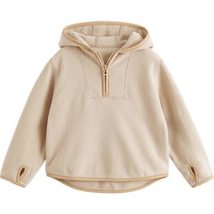 马克珍妮男女童加厚摇粒绒连帽卫衣儿童上衣2025年春装新款241135