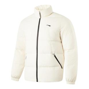 中国李宁纯色立领外套健身系列男子防泼水鸭绒短羽绒服AYMU097