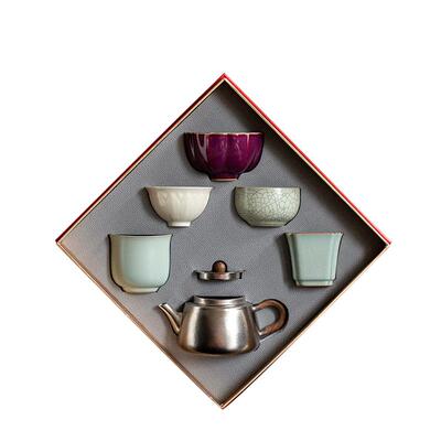 容山堂纯钛茶壶五大名窑茶杯功夫茶具套装2026新款家用送礼品盒装