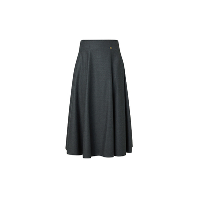 HUI卉精纺羊毛暮云灰粗斜纹伞裙