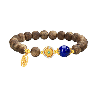 周大生官方沉香手串如意罗盘转运珠青金石手链生日礼物送女朋友