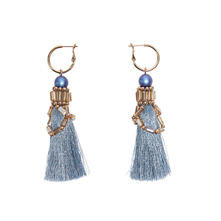 小夜曲工坊 Lisboa 深海静流 宁静蓝 流苏耳环/夹