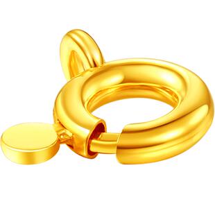 梦金园黄金弹簧扣足金吊坠扣金配件项链连接环双扣头手链DIY配件