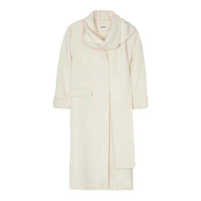 SANDRO围巾领绵羊毛毛呢大衣