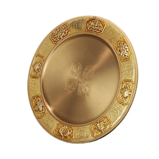 慧宝曼扎盘黄铜藏式放尼泊尔三十七堆供金色家用曼茶罗供摆件修盘