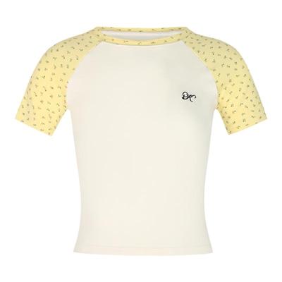 KTDA碎花拼接t恤辣妹短袖撞色