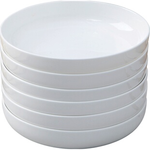 景德镇韩式餐盘6只装纯白骨瓷盘子菜盘子圆形家用创意陶瓷深盘子