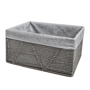 简约编织收纳箱客厅桌面收纳盒家用有盖衣服玩具整理箱杂物收纳筐